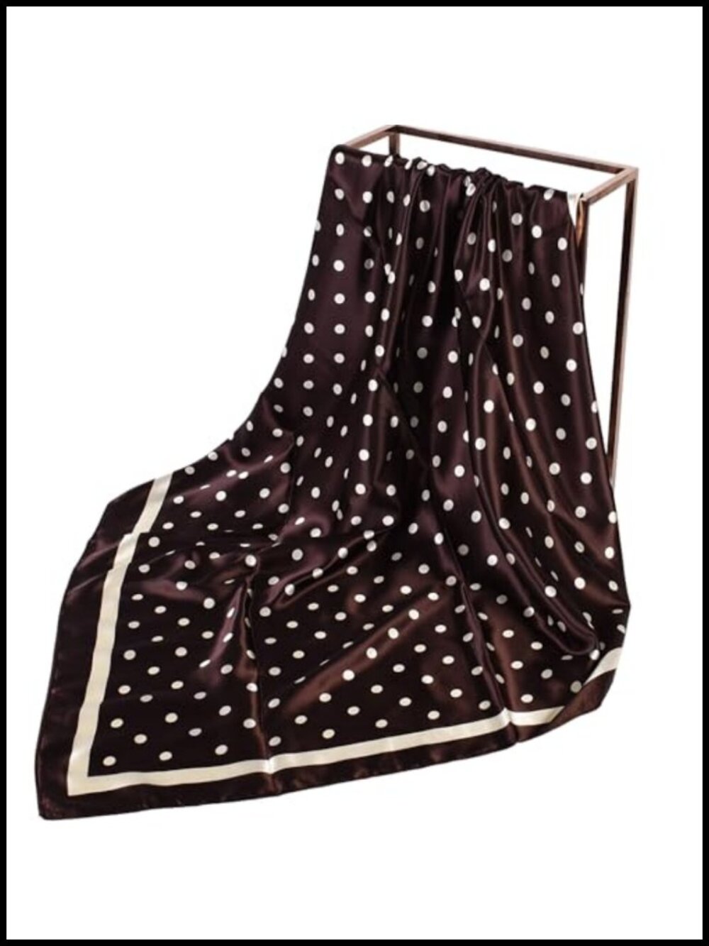 Polka Dot Print Satin Head Scarf Like Silk Hair Wrapping Bandana Square Shawl